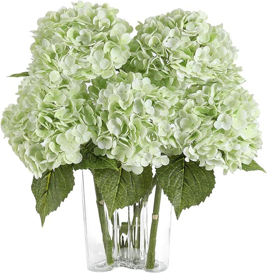Light Green Hydrangea Artificial Flowers 3pcs Lifelike Faux Hydrangea Real Touch Fake Flowers for Home Wedding Office Party Living Room Decoration,22inch