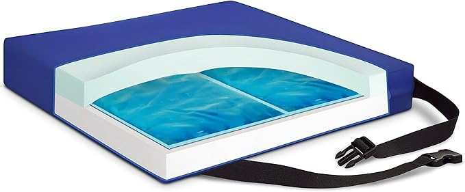 NYOrtho Gel Wheelchair Cushion - Cooling Gel Pad for Sitting - Non-Slip, Water-Resistant Seat Cushion for Pressure Relief - Ideal for Wheelchairs and Office Chairs - 18" x 16" x 3"
