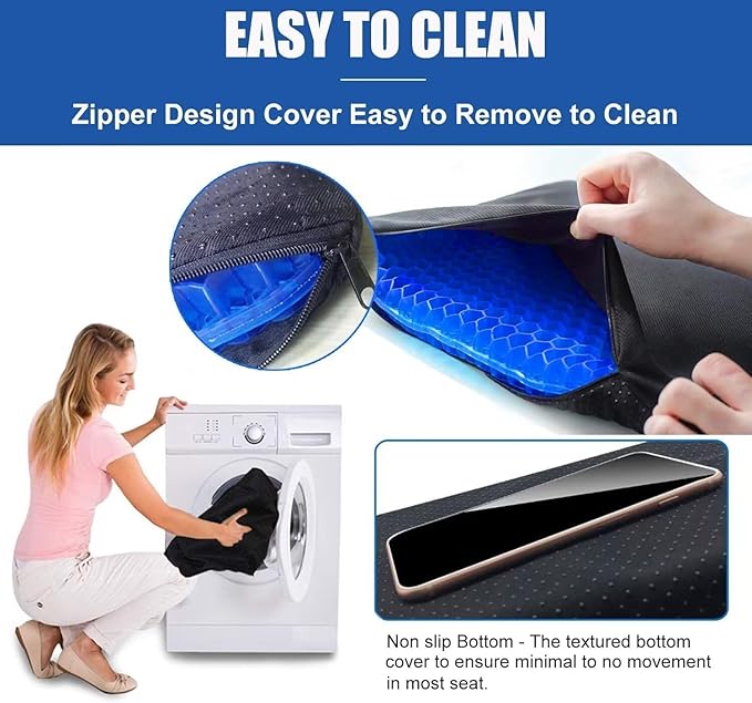 20" Gel Seat Cushion for Long Sitting(Jumbo&Thick) – Office Chair Cushion – Wheelchair Cushions for Pressure Sores – Non-Slip Desk Chair Car Seat Cushion Driving – Sciatica & Back Pain Relief