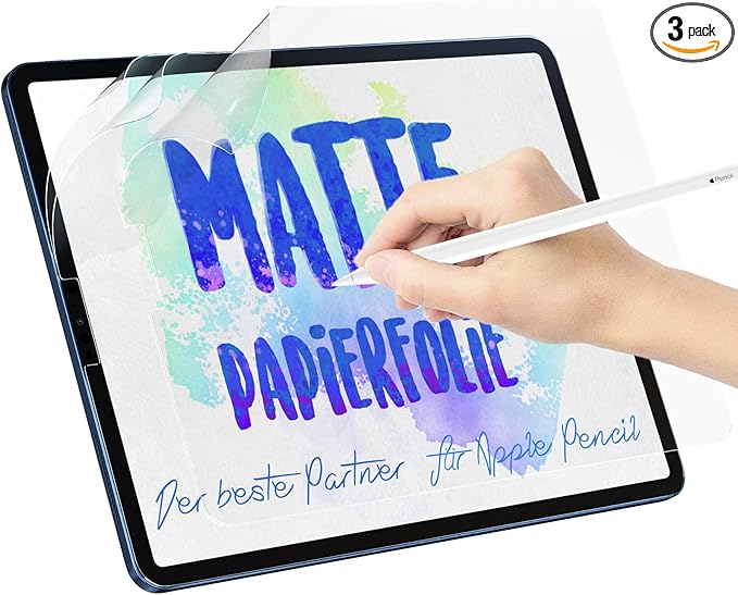 Pack of 3 Paper Film for iPad Pro 12.9 Inch (2022 M2/2021/2020/2018), Matte Paper Film Screen Protector for Writing Drawing Sketching