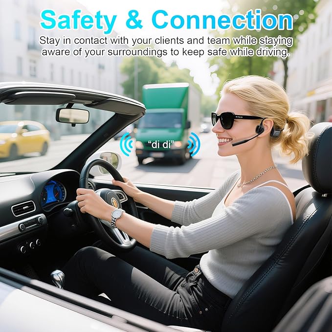 ZIOCOM Open Ear Headphones, Bluetooth 5.1 Headset with Mic, ENC Noise Cancelling and Mute Button, Lightweight, AptX-LL Wireless Headset for Office Driving Working Home-10 Hrs(Not Bone Conduction)