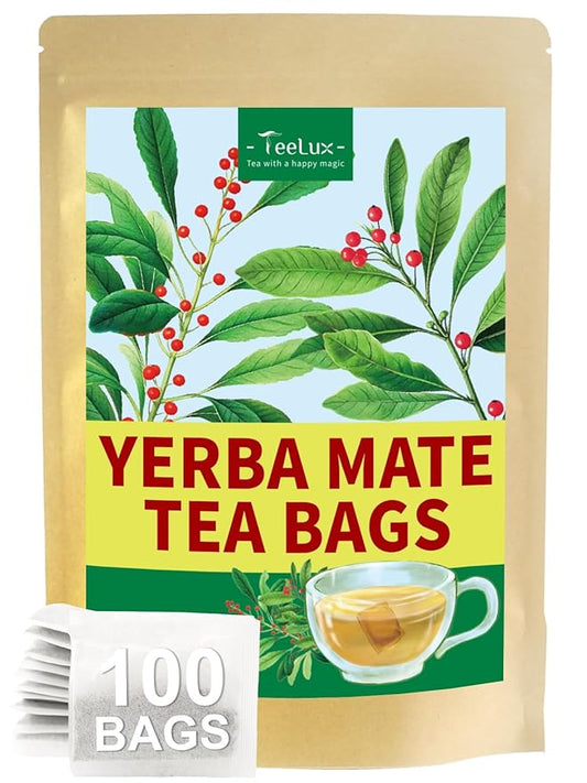 TeeLux Yerba Mate Tea Bags, Unsmoked Yerba Mate Tea, Rich in Antioxidant, Refreshing & Smooth Taste, Hot & Iced Tea, 100 Count