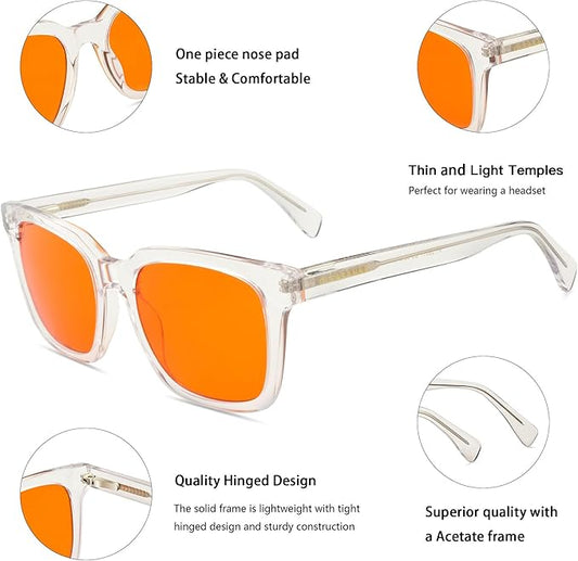 99.9% Blue Light Blocking Glasses for Men Women Anti-Fatigue Computer Gaming Glasses Stop Eyestrain Headaches