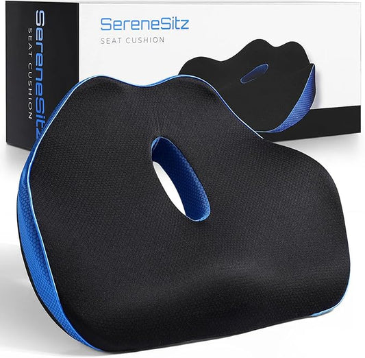 Serene Sitz Orthopedic Seat Cushion, Serensitz Orthopedic Seat Cushion, Ergonomic Memory Foam Seat Cushion for Office Chair Cushion, Car Seat, Airplane, Sciatica & Back Pain Relief (Navy)