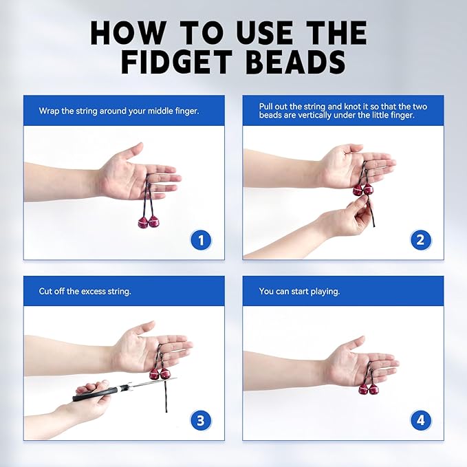 Fidget Beads, Metal Fidget Toy EDC Anxiety Relief Toy for Men Women Teens Skill Players Stress Relief Toys(A-Red&White)