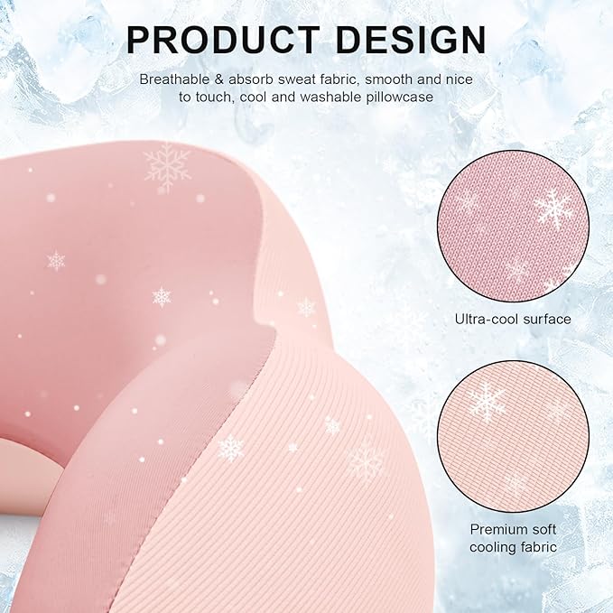 Travel Pillow for Airplane Memory Foam Neck Pillow, Soft & Support Travel Pillow with Storage Bag for Travelling, Sleeping Rest, Car, Train and Home Use (Pink)