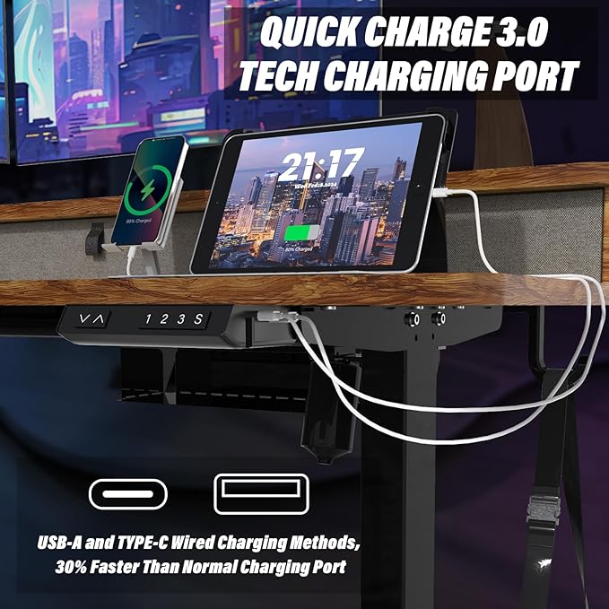 L Shaped Standing Desk with USB Charging Port & 4 Drawers,63 x 55 inch Electric Adjustable Height Corner Stand Up Desks with Keyboard Tray & Storage,Sit Stand Computer L Desk for Gaming Office