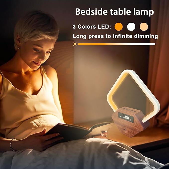 Sunrise Alarm Clock for Bedrooms Heavy Sleepers 15 Sleep Sounds White Noise Machine Baby/Adults 3 Color Table Lamp 10 Ringtones with PD22.5W USB C Fast Charger Birthday Gifts for Women