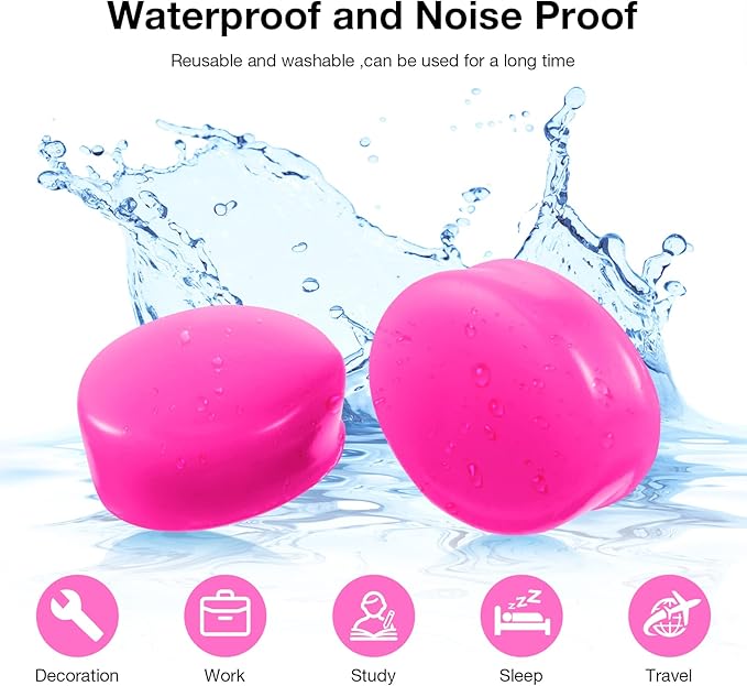 Frienda 21 Pairs Ear Plugs for Sleeping Reusable Moldable Silicone Earplugs Soft Noise Cancelling Earplugs Sound Blocking Ear Plugs with Case for Swimming Concert 32dB NRR (Blue, Orange, Rose Red)