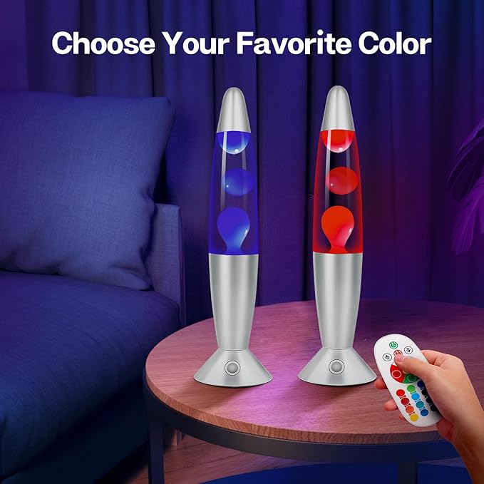 17 Color Changing Liquid Motion Lamp with Remote: 16 inches Decor LED Night Lights, Christmas Gifts Table Lamp for Adults and Kids Bedroom,Home Decoration Mood Lighting, Blue Wax