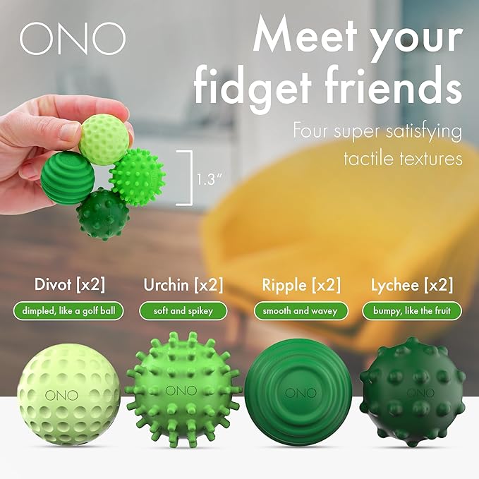 ONO Signets – Silicone Magnetic Balls with Textured Dimples, Bumps, and Waves | Fun to Play with Fidget Toy for Adults | Help Relieve Stress, Anxiety, Tension (Emerald, Set of 8)
