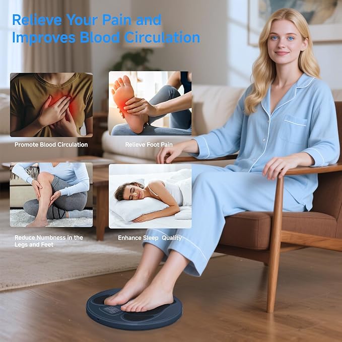 FDA Cleared - Electronic Muscle Stimulator for Neuropathy Foot Leg Massage, EMS Foot Massager for Pain Relief & Muscle Relaxation, PMS/TENS Feet Stimulator for Circulation, for Dad Mum Elder Gifts