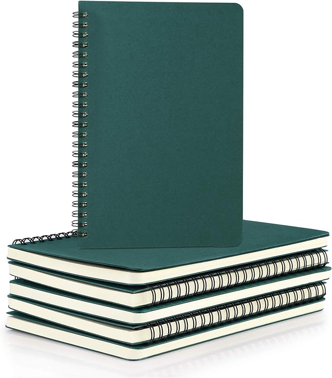 EUSOAR Hardcover Spiral Lined Notebook, A5 6 Pack 5.5" x 8.3" 120 Pages Lined Travel Writing Notebooks Journal, Students College Office Business Subject Diary Ruled Spiral Book Journal