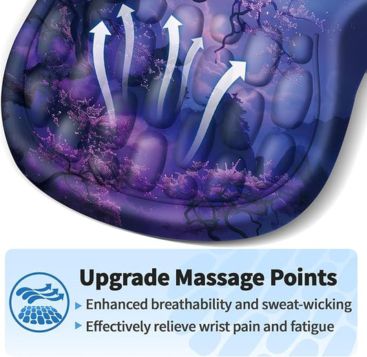 Ergonomic Mouse Pad with Wrist Rest Support, Mousepad with Comfortable Memory Foam Wrist Rest and Non-Slip PU Base for Pain Relief, Computer, Laptop, Office, Home (Moonlit Night)