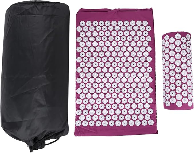Acupressure Mat, Acupressure Mat and Pillow Set Full Back Coverage Yoga Pad Mat with Carry Bag for Neck & Back Muscle Relaxation Stress Relief