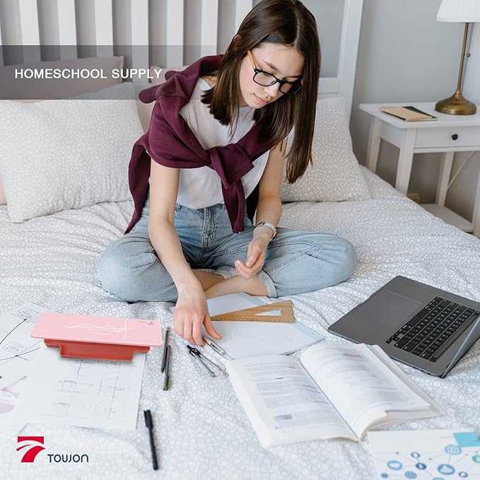 Pink Mini Desktop Pure Glass Whiteboard, Small Slope Slick Desk Whiteboard Glass, Desk White Board, Desktop White Board Dry Erase, Stenography Artifact for Office Home Schooling Décor, 8x6 Inches