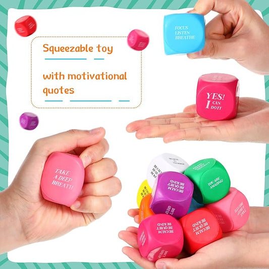 Jerify 100 Pcs Motivational Stress Ball Bulk Quote Inspirational Foam Cubes Balls Stress Relief Employee Appreciation Gift for Coworkers Kids Adult Motivating Encouraging (Cute Colors)