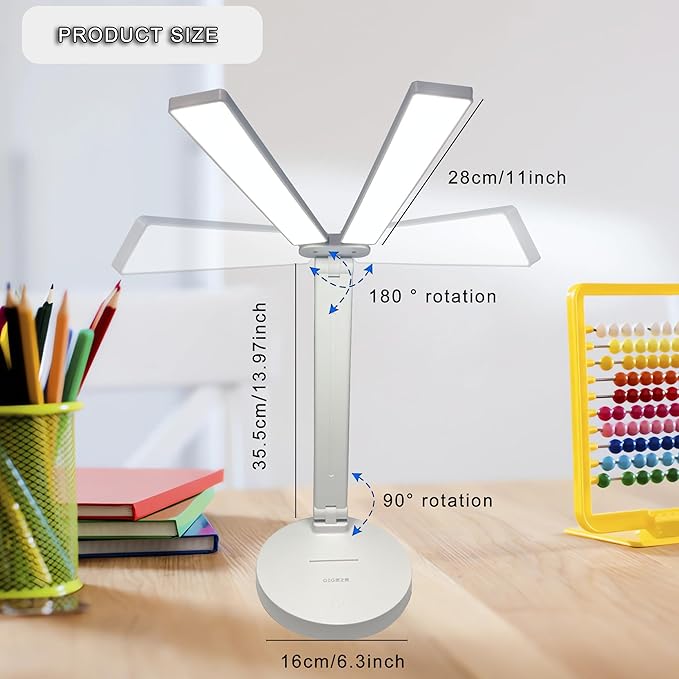 Desk Lamp,Led Cordless Rechargeable Lamp,2800K-6500K CCT Dual Swing Arm Reading Lights For Books In Bed,Protect Eyes Rg0 Study Lamp With Usb Charging Port,Bedside Lamp,Desk Lamps For Home Office
