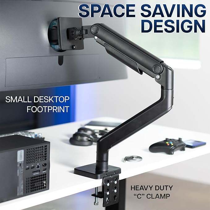 VIVO Heavy Duty Aluminum Ultrawide Monitor Tension Arm for up to 49 inch Screens, Holds 44 lbs, Premium Desk Mount Stand Designed for Samsung Odyssey G9 and More, Black, STAND-V101V