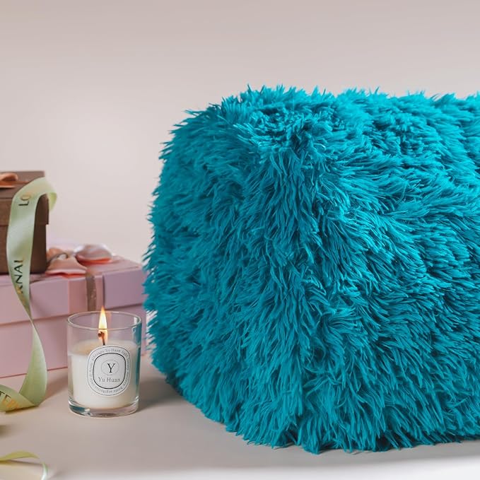 Cottonblue Adults Weighted Blanket 17lbs 60x80 Inches for Queen Bed, Faux Fur Sherpa for Sofa Couch, Plush Cozy Blanket With Ceramic Beads for Calm and Relax, Teal Green