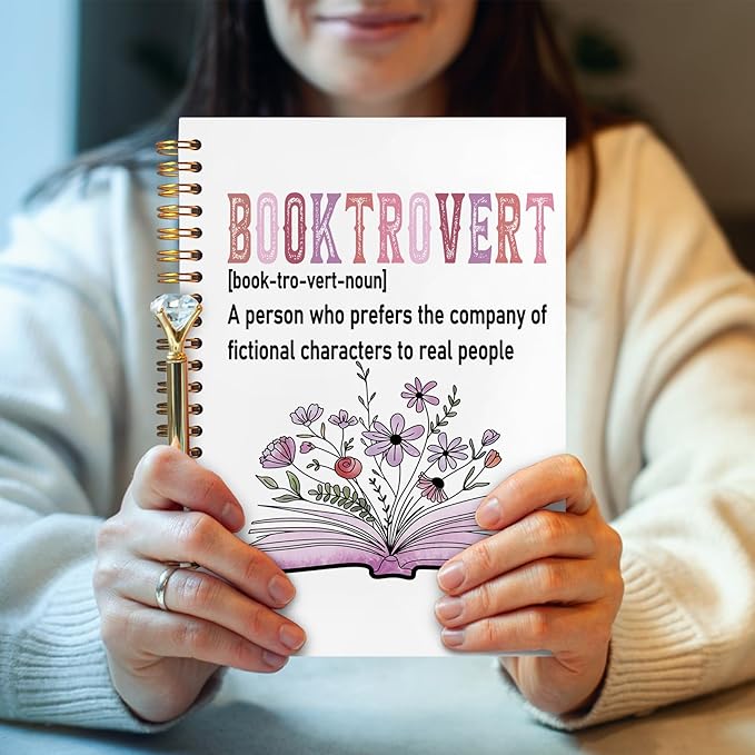Booktrovert Definition Reading Spiral Notebook 5.5x8.3, Book Lovers Gifts, Gifts for Bookish Readers Lovers Women, Book Floral Journal Notebooks for Note Taking