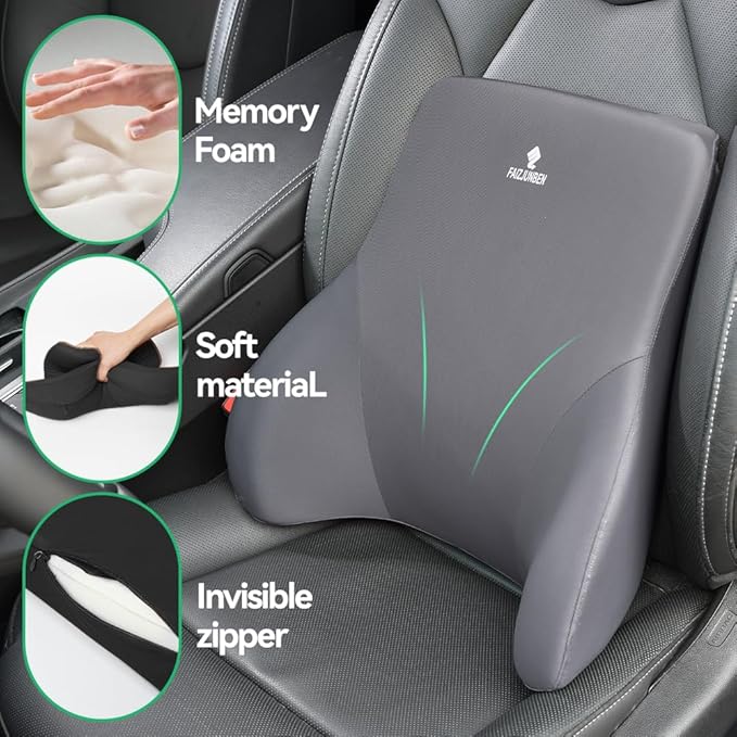 Lumbar Support Pillow, Memory Foam Cushion, Improve Posture and Relieve Low Back Pain, Lumbar Support for car Seats, Gaming Chairs, Office Chairs, wheelchairs