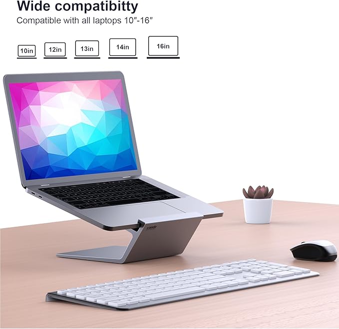 Laptop Stand, Aluminum Notebook Holder Riser Heat-Vent for MacBook Air/Pro, Dell, HP, Lenovo, Microsoft Surface, Samsung 11-16 inches Notebook