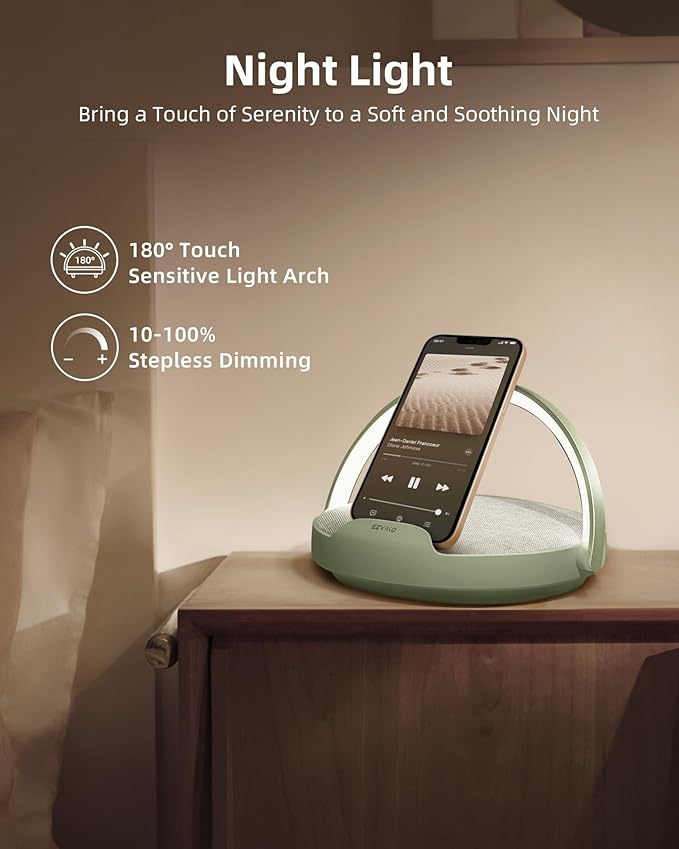 EZVALO Mothers Day Gifts for Her, Bedside Lamp with Wireless Charger, 4 in 1 Dimmable LED Night Light, Nightstand Touch Lamp, Portable Bluetooth Speaker, Birthday Gifts for Women, Men, Mom