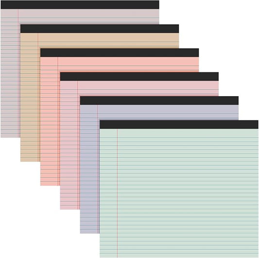 Lincia 6 Pcs 11" x 9.5" Legal Pads College Ruled Notepad Landscape Notebook Horizontal Lined Notebook 80 Gsm Assorted Colors Paper Pastel Writing Pads for School Office, 40 Sheet (Cute Color)