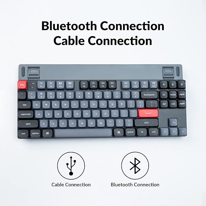Keychron K1 Pro TKL Layout Ultra-Slim QMK/VIA Custom Bluetooth Wireless/USB Wired Mechanical Keyboard with Hot-Swappable Low-Profile Gateron Red Switch, RGB Backlight PBT Keycaps for Mac Windows Linux