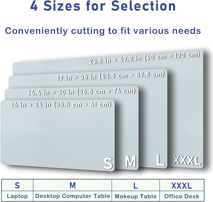 Boutilon Leather Desk Pad Protector,Non-Slip Mouse Pad,Laptop Desk Pad,Office Mouse Mat,Waterproof Leather Desk Blotter,Desk Writing Pad for Office and Home (S-Silver,24"x 14")