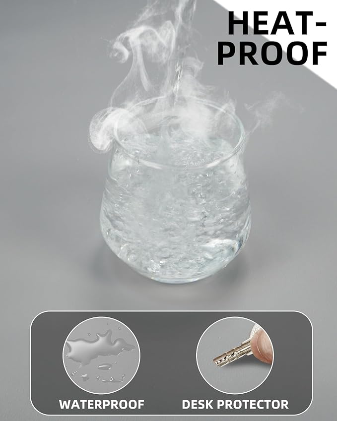 Non-Slip Desk Pad,Mouse Pad,Waterproof PVC Leather Desk Table Protector,Non-Slip PU Leather Desk Blotter, Easy Clean Laptop Desk Writing Mat for Office Work/Home/Decor(Light Grey, 24" x 13.7")