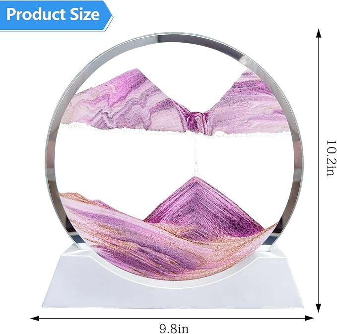 Aoderun 12" Moving Sand Art Liquid Motion with Light 3 Color Changing Moving Sand Art Picture Round Glass 3D Deep Sea Sand Art Sandscapes for Adult Relaxing Toys Desktop Home Office(Pink)