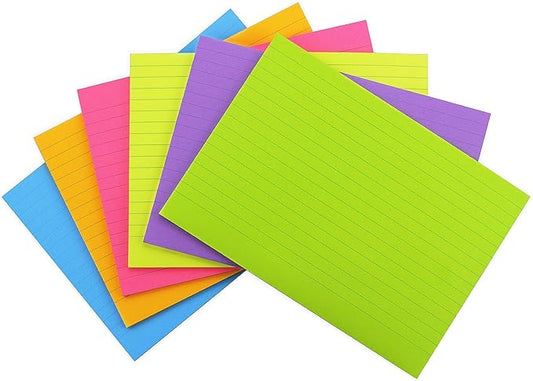 Early Buy Lined Sticky Notes with Lines 8x6 Self-Stick Notes 6 Bright Color 6 Pads, 45 Sheets/Pad