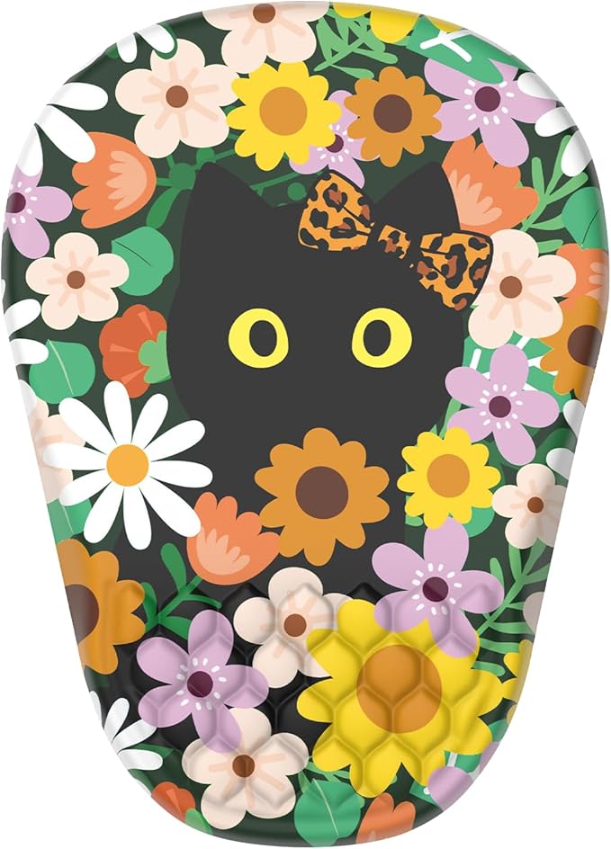 Ergonomic Mouse Pad Wrist Support, with Memory Foam & Non-Slip PU Base, Comfortable Massage Design Mouse Pad Relieve Wrist Fatigue&Pain, Suitable for Computer, Office and Home(06Flower Cat)