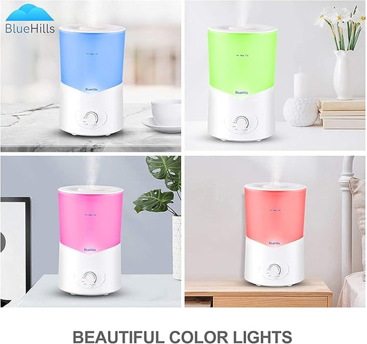 BlueHills Large 1000 ML XL Essential Oil Diffuser White Aromatherapy Humidifier 1 Liter Capacity for Big Living Area Baby Room Home Long Run Huge Coverage Area High Mist Large Size 1L A1