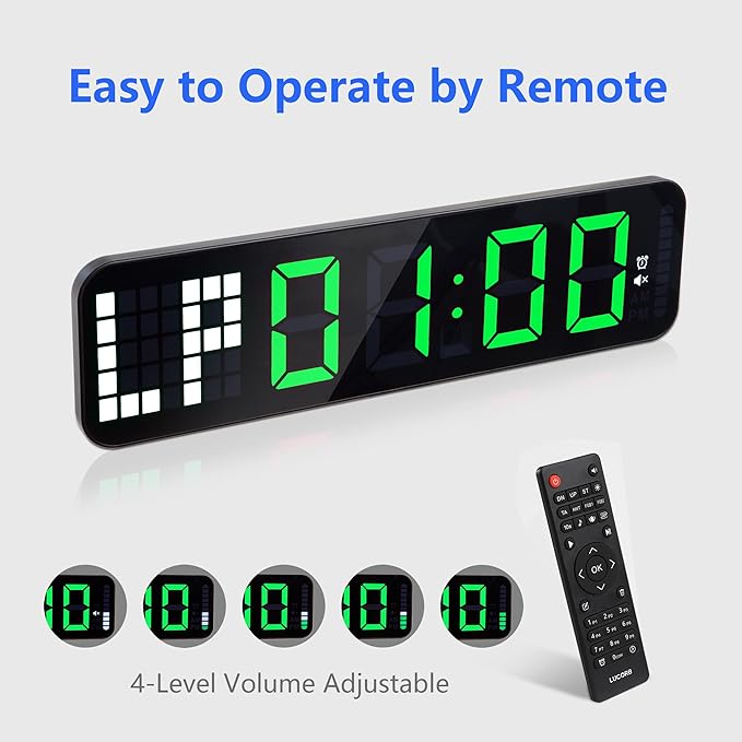 Gym Timer 15'' Large Wall Clocks for Home Gym, Interval Workout Countdown Clock Remote Control for Boxing Crossfit Fitness Tabata Home Gym Accessories