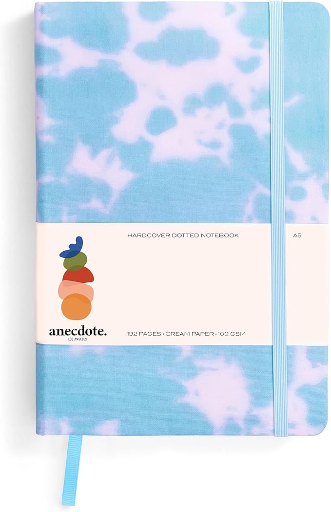 ANECDOTE. Hardcover Dotted Journal with Thick 100 gsm Paper A5 size (8.3 inches x 5.4 inches) - Daily Writing Notebook for Travel, School and Office Use - Diary Journal for Women and Men - Tie Dye