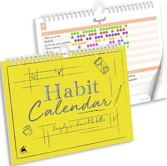 Clever Fox Habit Tracker Calendar – Inspirational Goal Tracker and Habit Calendar for Atomic Habits – Colorful Habit & Goal Planner Journal to Boost Productivity – 24 Months, 10″ x 8″ (Yellow)