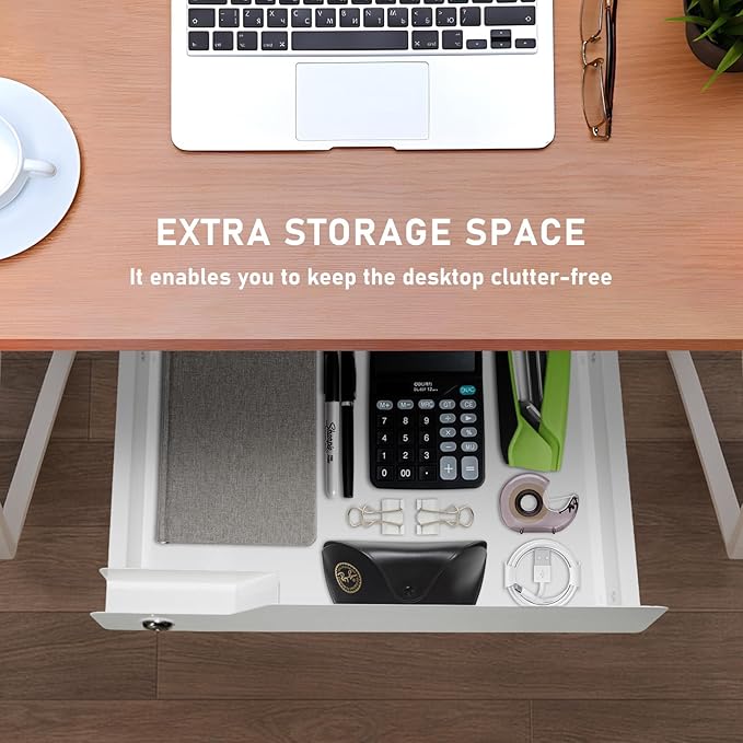 Lockable Drawer for Under Desk White,16" W x 11.8" D x 6.3" H Under Desk Locking Locking Drawer