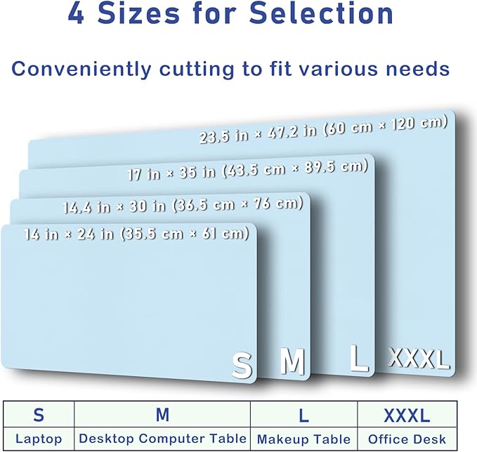 Boutilon Leather Desk Pad Protector,Non-Slip Mouse Pad,Laptop Desk Pad,Office Mouse Mat,Waterproof Leather Desk Blotter,Desk Writing Pad for Office and Home (L-Light Blue,35"x 17")