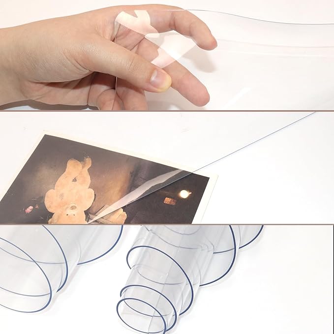 BLESWIN Clear Desk Mat, Transparent Writing Desk Mat, Durable Waterproof Multi-Functional Table Protector with Non-Slip Adhesive, 19.69 x 35.43 Inches, Suitable for Home and Office