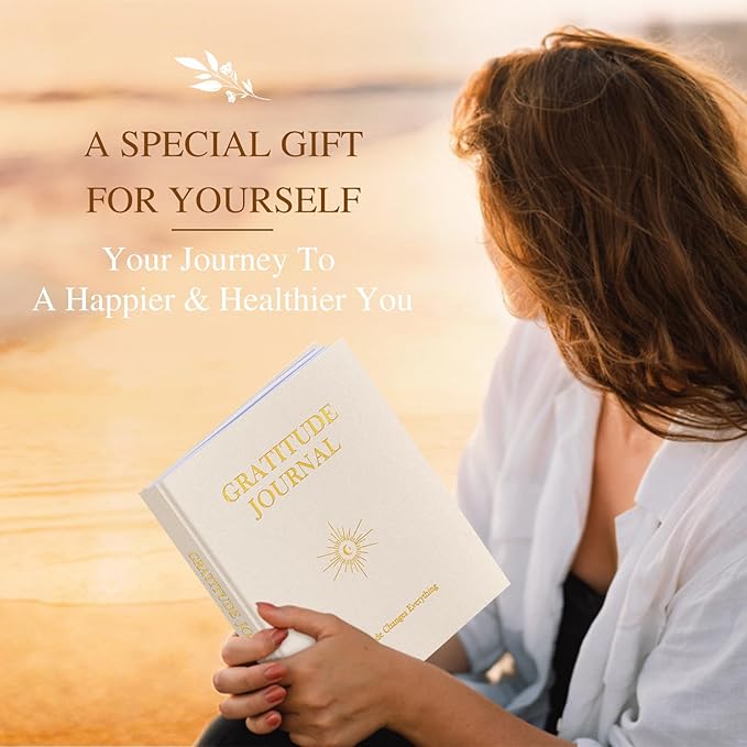 Lanpn Daily Gratitude Journal for Men Woman, 4 Month Mindfulness & Affirmation Planner, 7.8"x9.2" The 5 Minute Grateful Diary, Guided Reflection with Positivity Prompts Undated Notebook, Beige