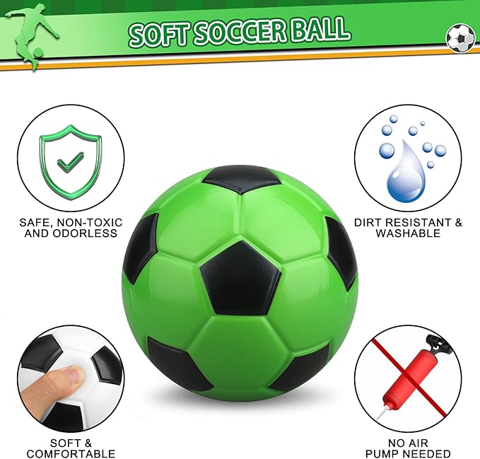 5 Inch Foam Mini Soccer Balls for Indoor Mini Soccer Hoops, Soft Squishy Soocer Slow Rising| Swimming Pool Balls Beach Balls Great Sport Gift for Adults & Kids Sensory Stress Balls No Need Pump