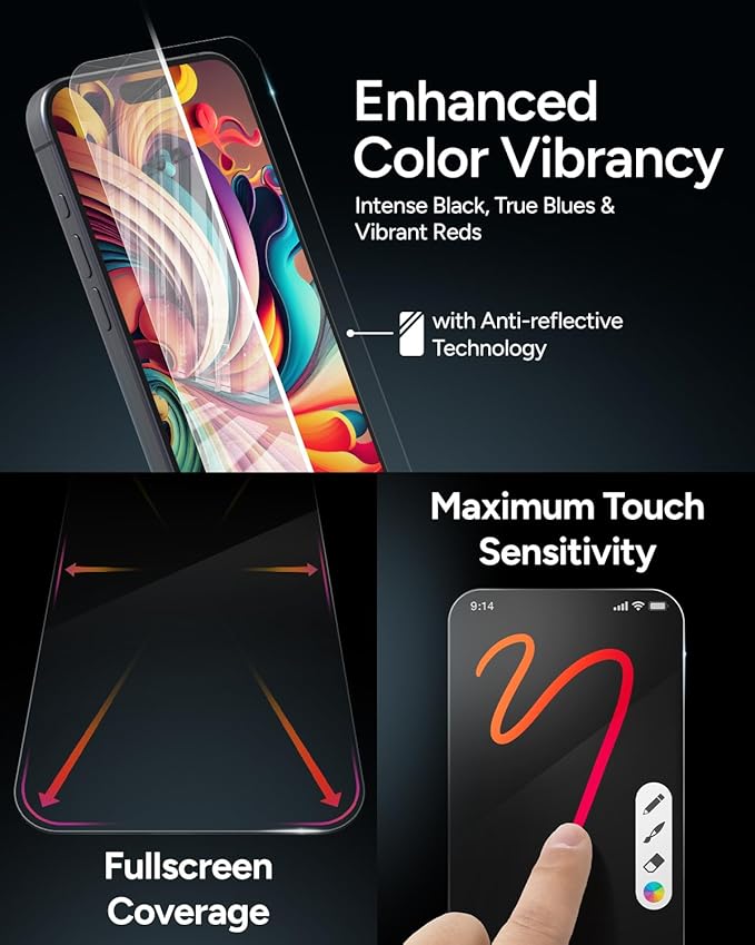 ZAGG XTR4 Screen Protector for iPhone 16 Plus - 11x Stronger Tempered Glass, Blue Light Filtration, Anti-Reflective Technology, Graphene Reinforced, InvisibleShield, Easy Dust-Free Installation