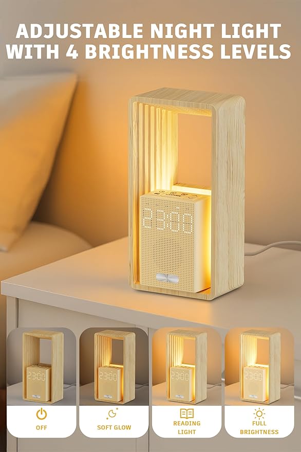 Sunrise Alarm Clock with Wake-Up Light: Dual Alarm Sound Machine with USB Charger, 9 Sleep Sounds, Night Light, Dimmable Display, Auto Timer, Ideal for Light Sleepers, Kids, Bedroom, Travel