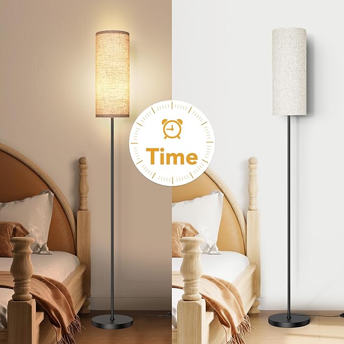 PARTPHONER Modern Floor Lamp with Remote Control - Stepless Dimmable LED Bulb, Adjustable Color Temperature & Brightness, Minimalist Tall Lamp for Living Room, Bedroom, Office, Beige