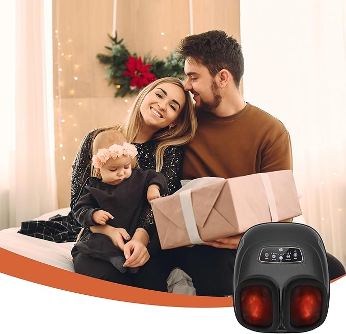 CILI Shiatsu Foot Massager Machine with Heat, Electric Feet Massager for Neuropathy, Independent Compression Rolling Vibration, Foot Warmer, Fits Up to Men Size 13, Gifts for Mom Dad
