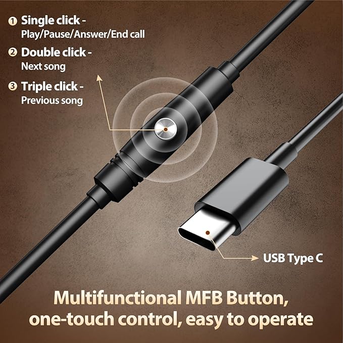 USB C Headphones Wired with Memory Foam,Over-Ear Headphones Sound & Durable Metal Frame Foldable Type C Headphone for Men/Women/Travel/iPhone 16/15, Samsung Galaxy S25/S24, Google Pixel 9, Ideal Gift