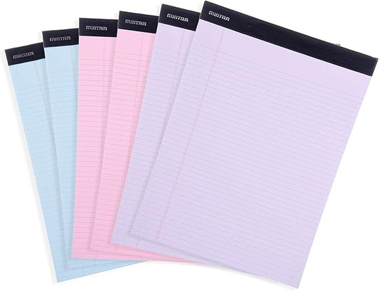 Mintra Office Legal Pads - ((BASIC PASTEL 6pk, 8.5in x 11in, NARROW RULED))